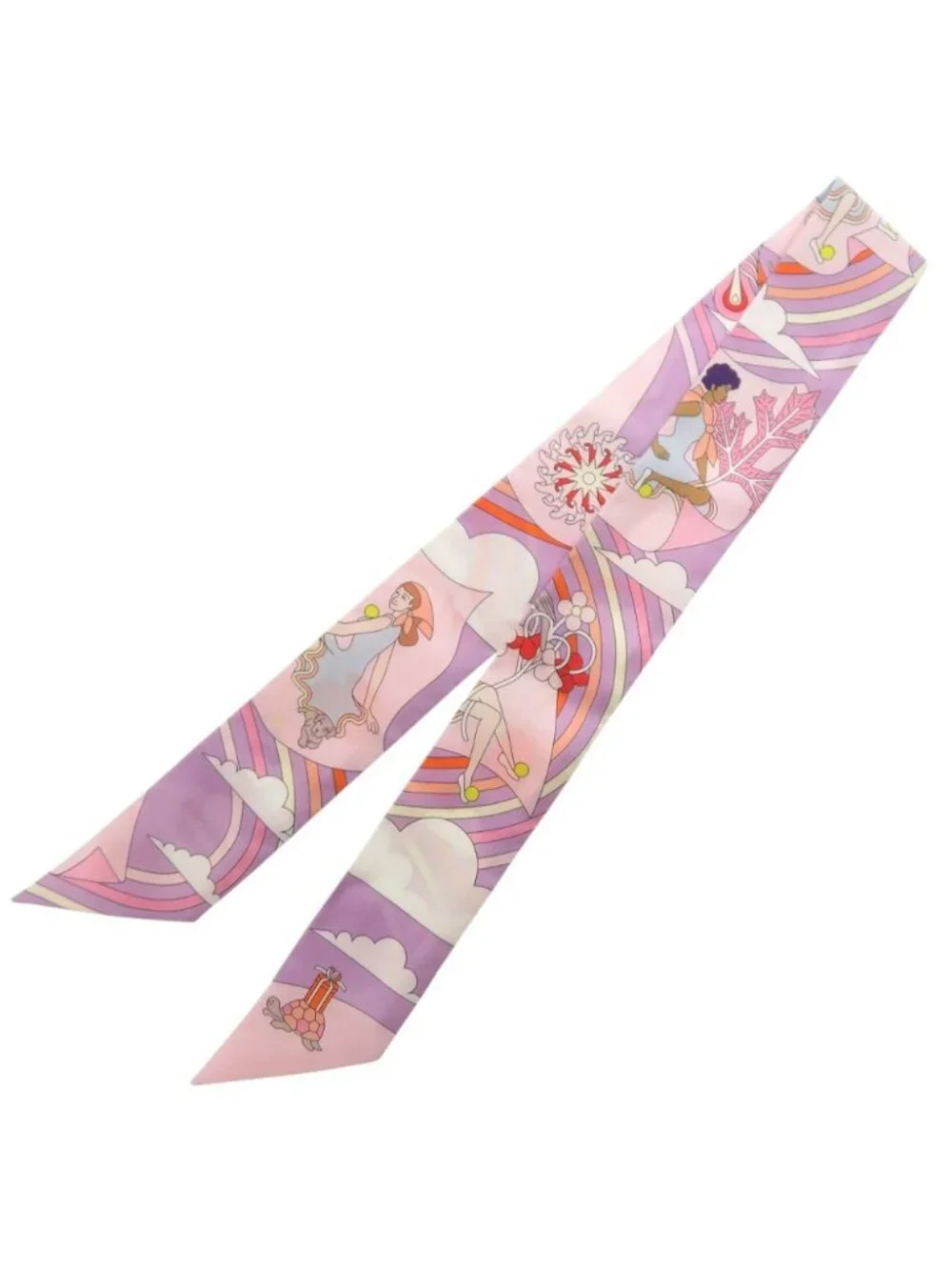 Hermes Twilly Crrres Volants Flying Carre Silk Lilac Pink Scarf Purple